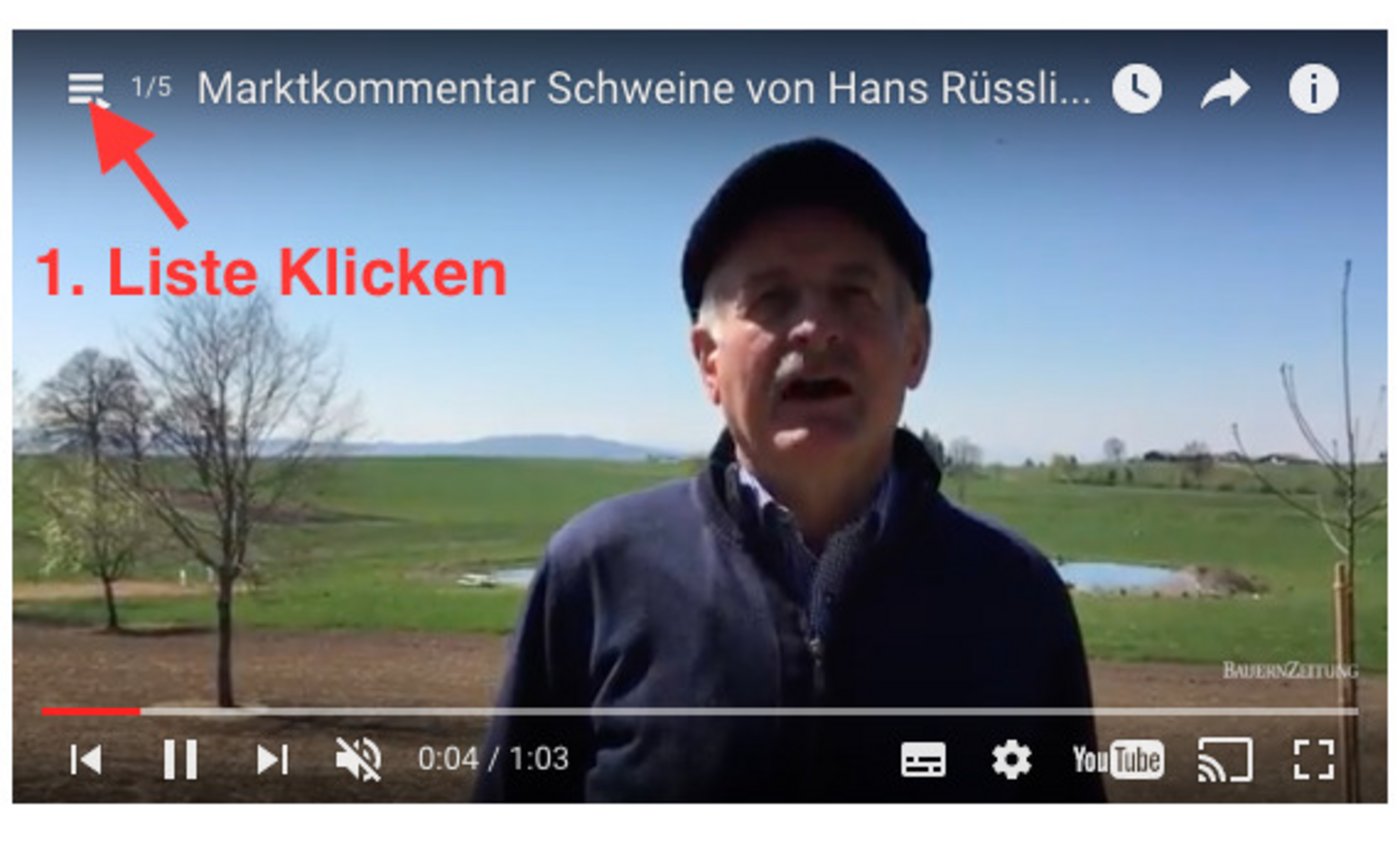 Via Klick auf die Liste erscheinen alle aktuellen Video Kommentare.