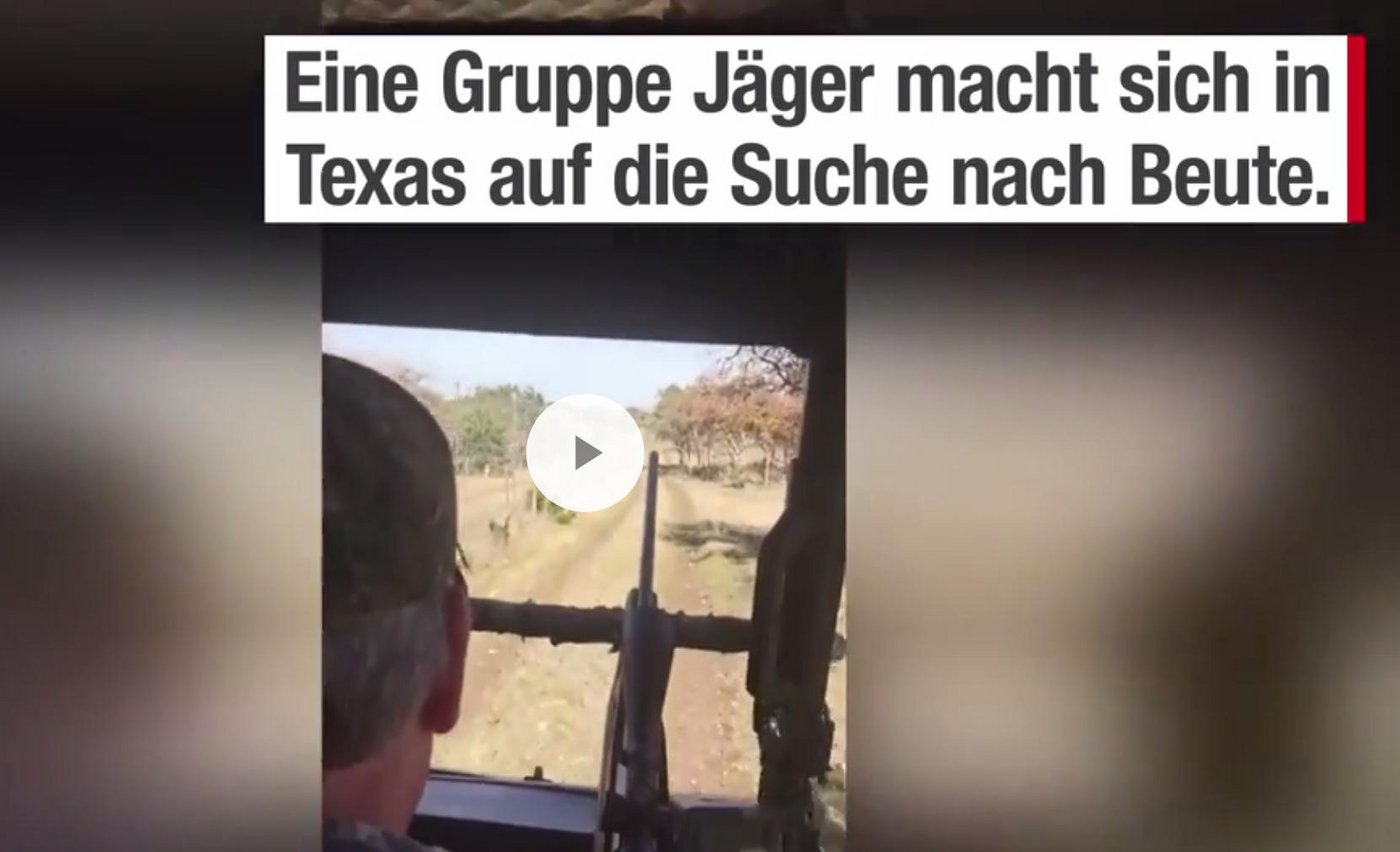 Eigentlich war die Gruppe texanischer Jäger ja auf der Suche nach Beute... (Bild Screenshot blick.ch)