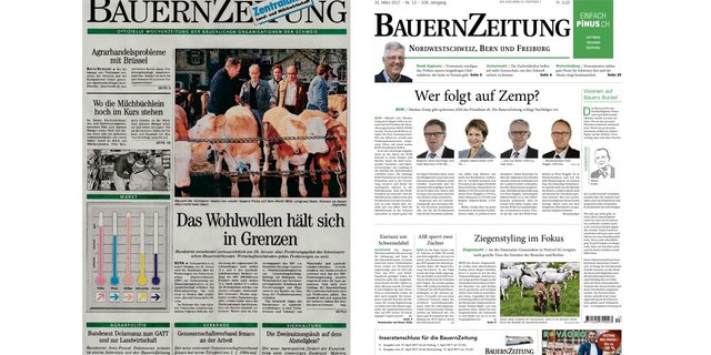 Ruedi Hagmanns erste BauernZeitung (Januar 1994) und seine letzte Ausgabe (März 2017): Vieles hat sich in der Landwirtschaft in dieser Zeit verändert. Einige Konstanten sind aber doch Konstanten. (Bilder BauZ)