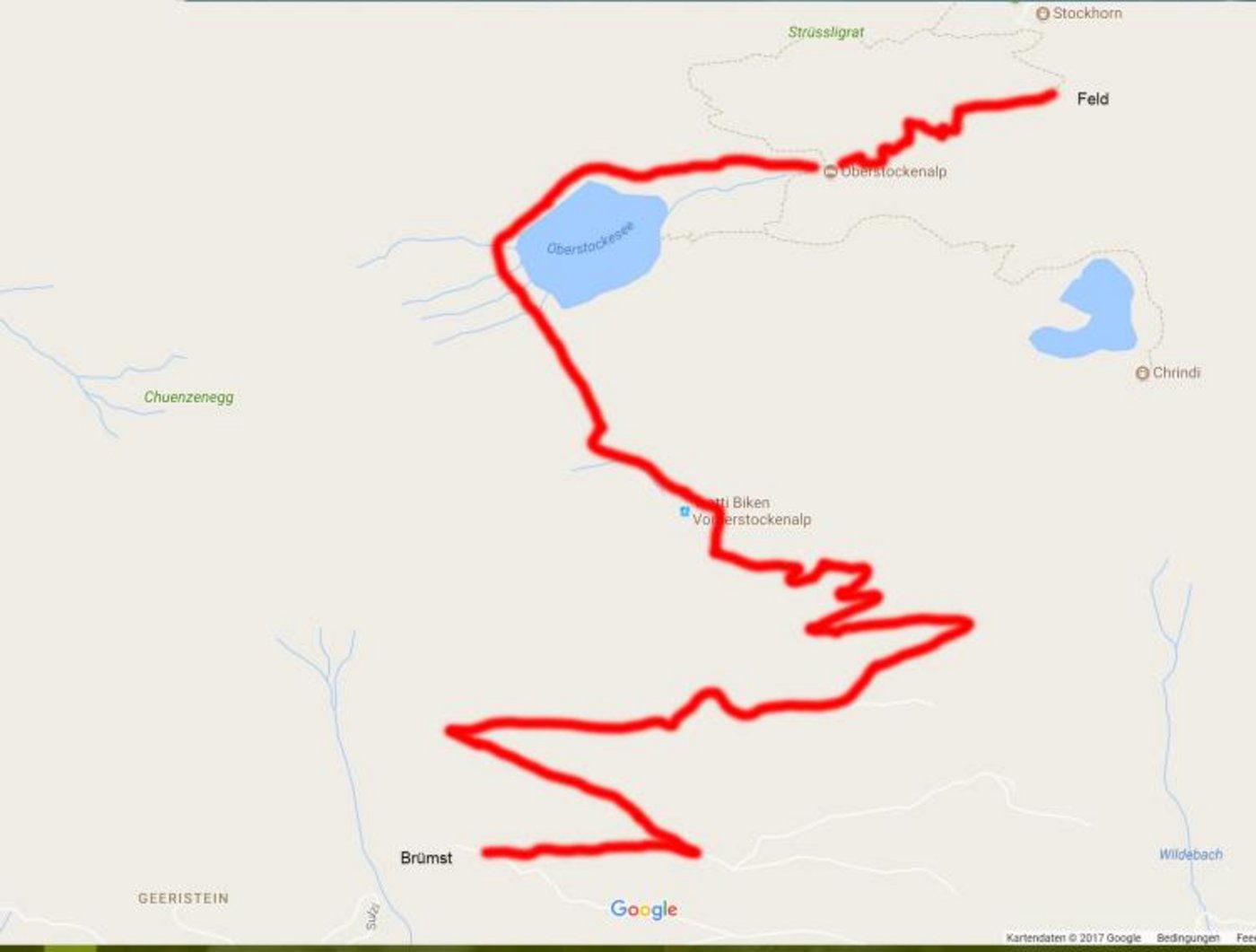 Die Route über den Oberstockensee. (Bild zVg)
