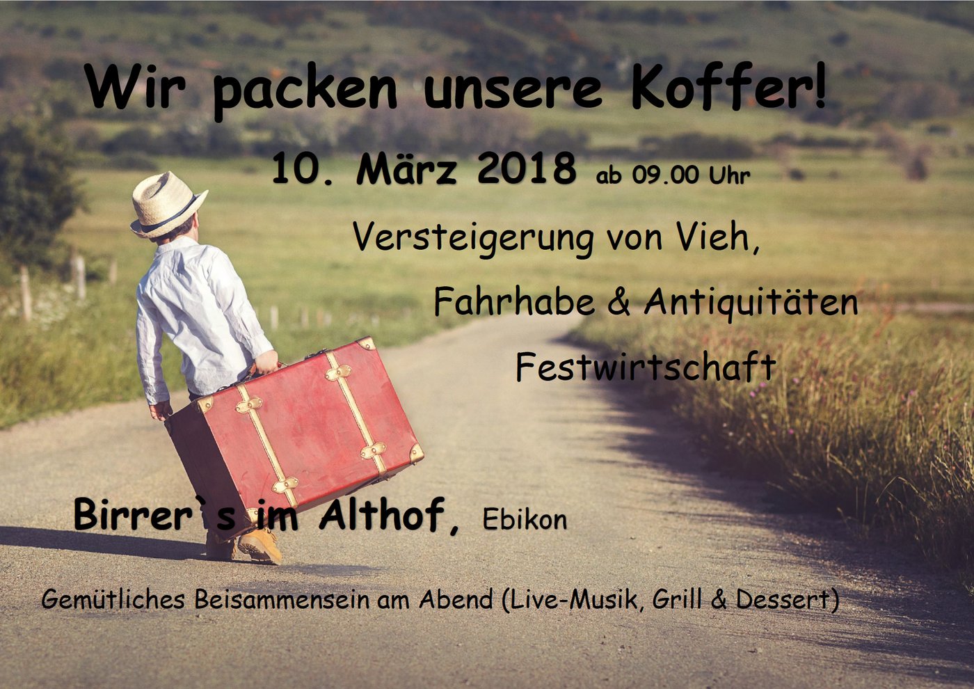 Der Flyer der Versteigerung, den die Familie Birrer entworfen hat.