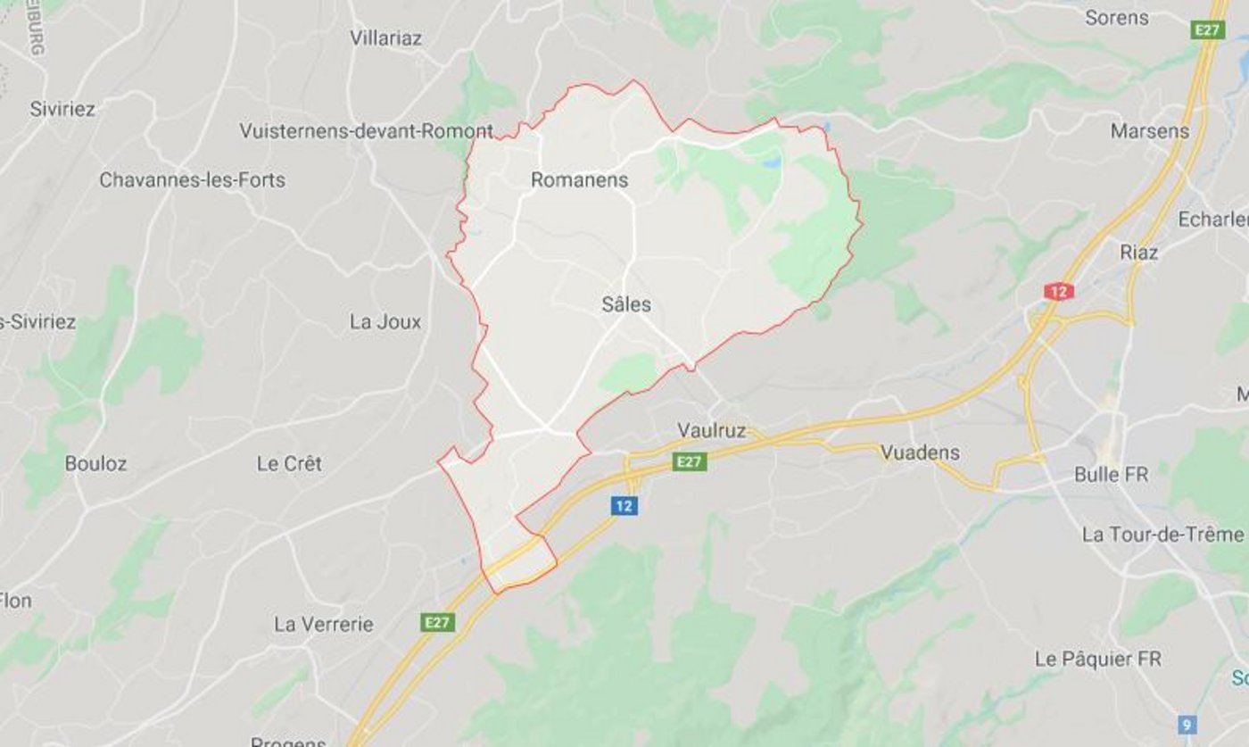 Bei Sâles in der Nähe von Bulle kam es zum tödlichen Unfall. (Google Maps)