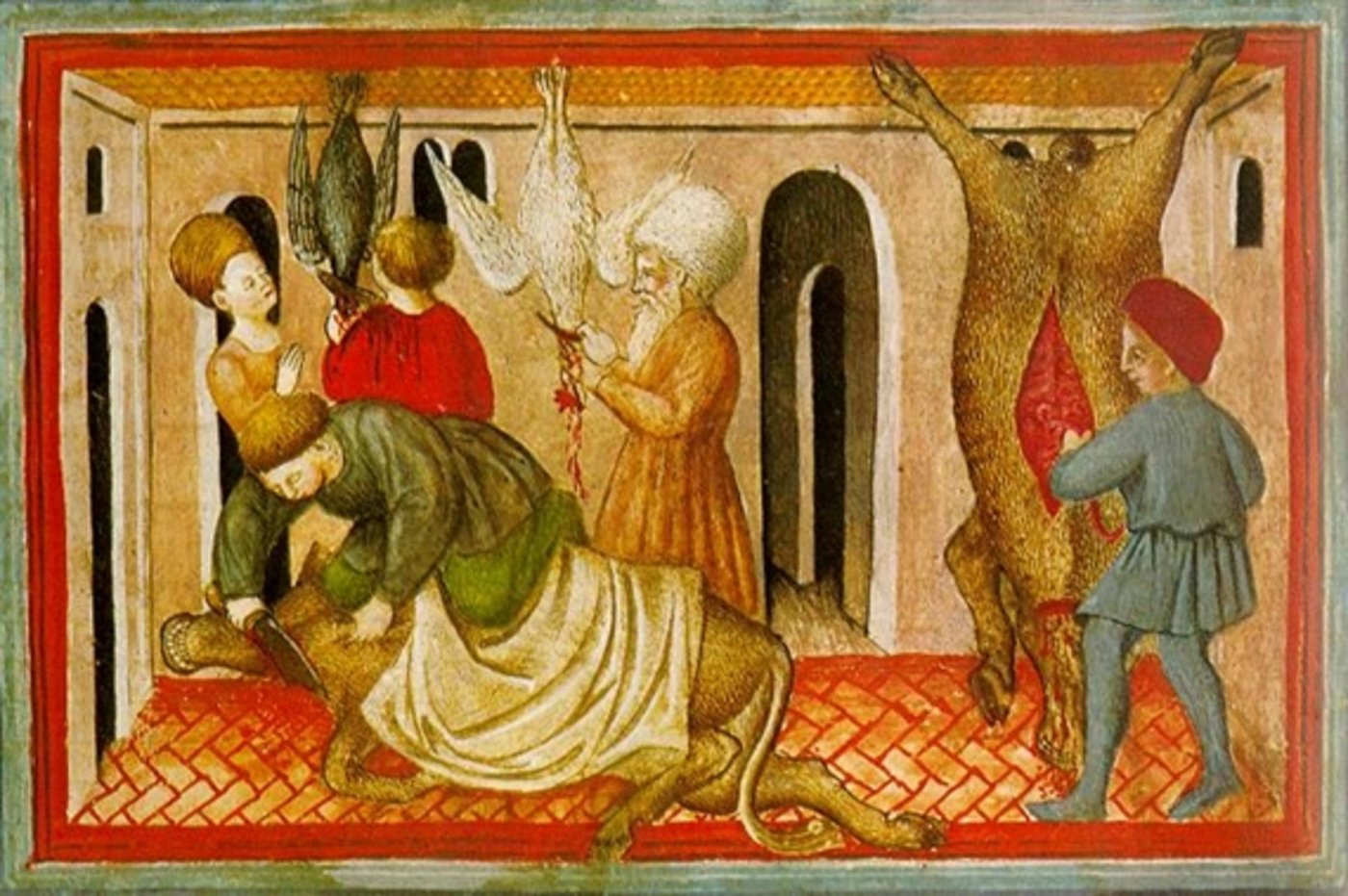 Schächten kann für Tiere sehr qualvoll sein, hat aber eine lange Tradition. Eine Darstellung aus dem 15. Jahrhundert. (Bild Wikimedia Commons) 