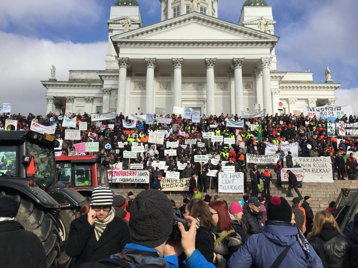 Die finnischen Bauern machen in Helsinki auf ihre Lage aufmerksam. (Bild MTK)