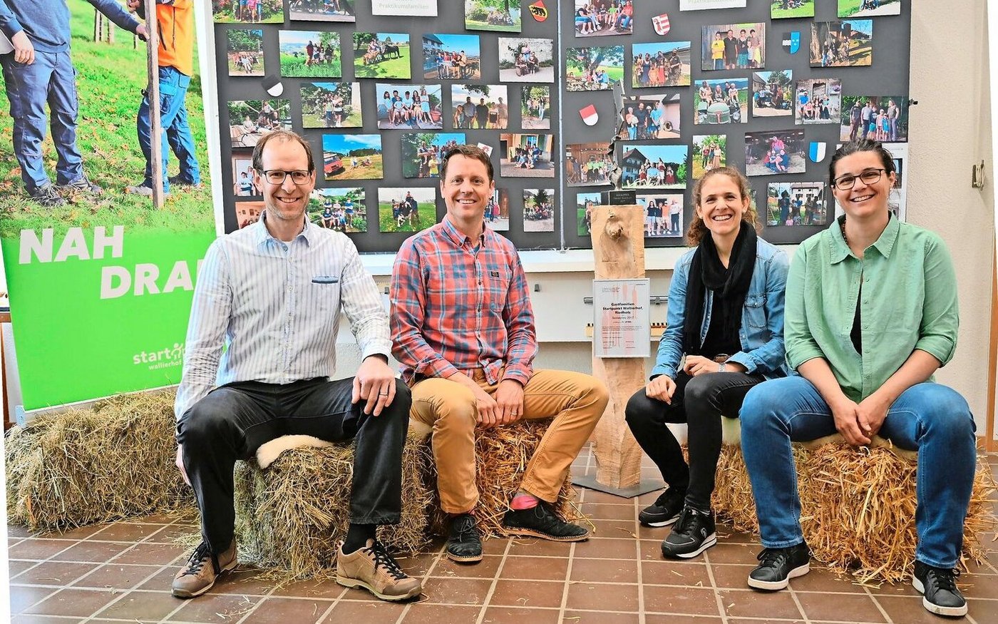Leitung- und Lehrpersonen des Startpunkts Wallierhof (v. l. n. r.):  Martin Rohn, Stefan Müller, Jasmin Lüthi, Nicole Reusser.