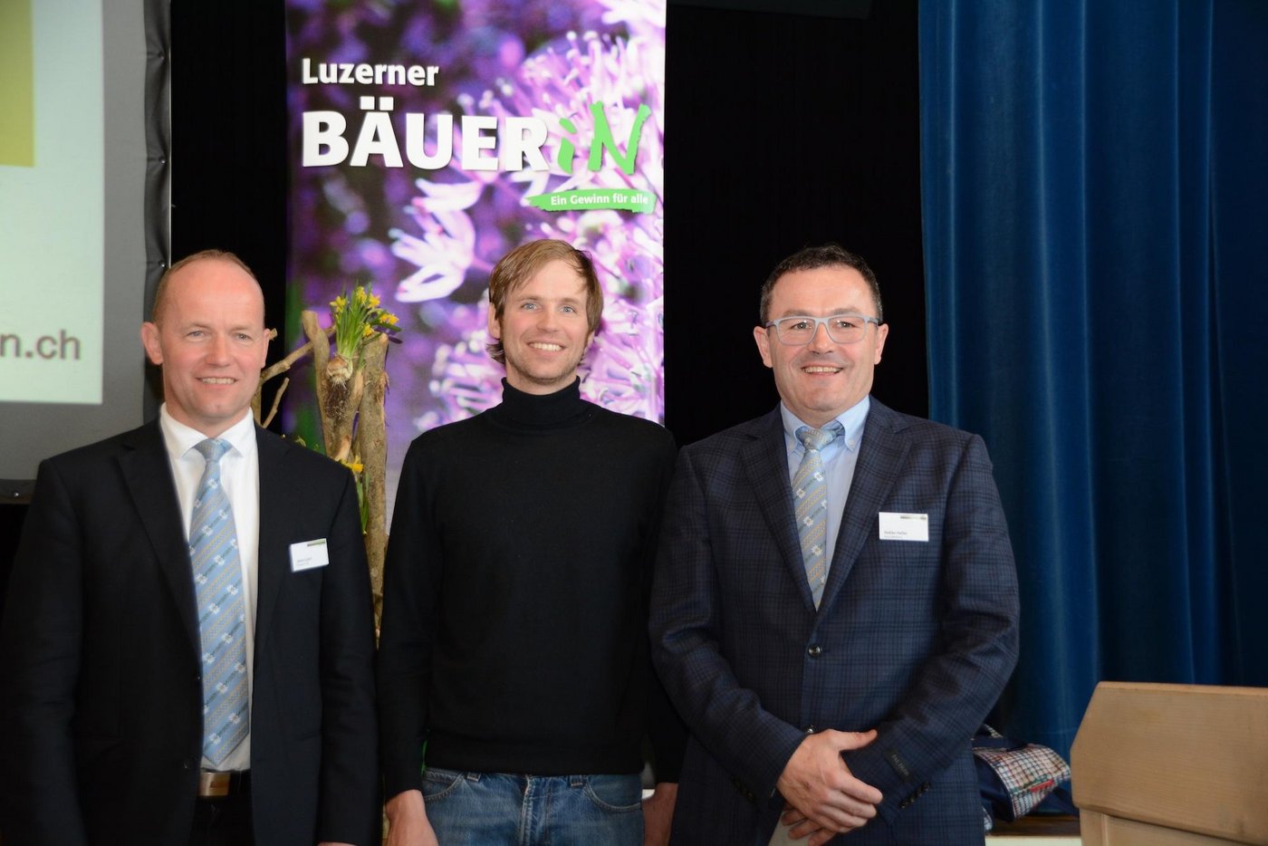 Bildlegende: Präsident Kobi Lütolf, das neue Vorstandsmitglied Christian Galliker und Geschäftsführer Stefan Heller (v.l.n.r). (Bild ag)