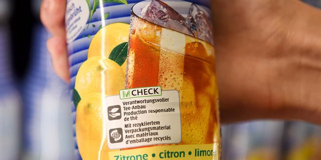 M-Check, die Nachhaltigkeits-Kennzeichnung auf der Verpackung.. (Bild Migros)