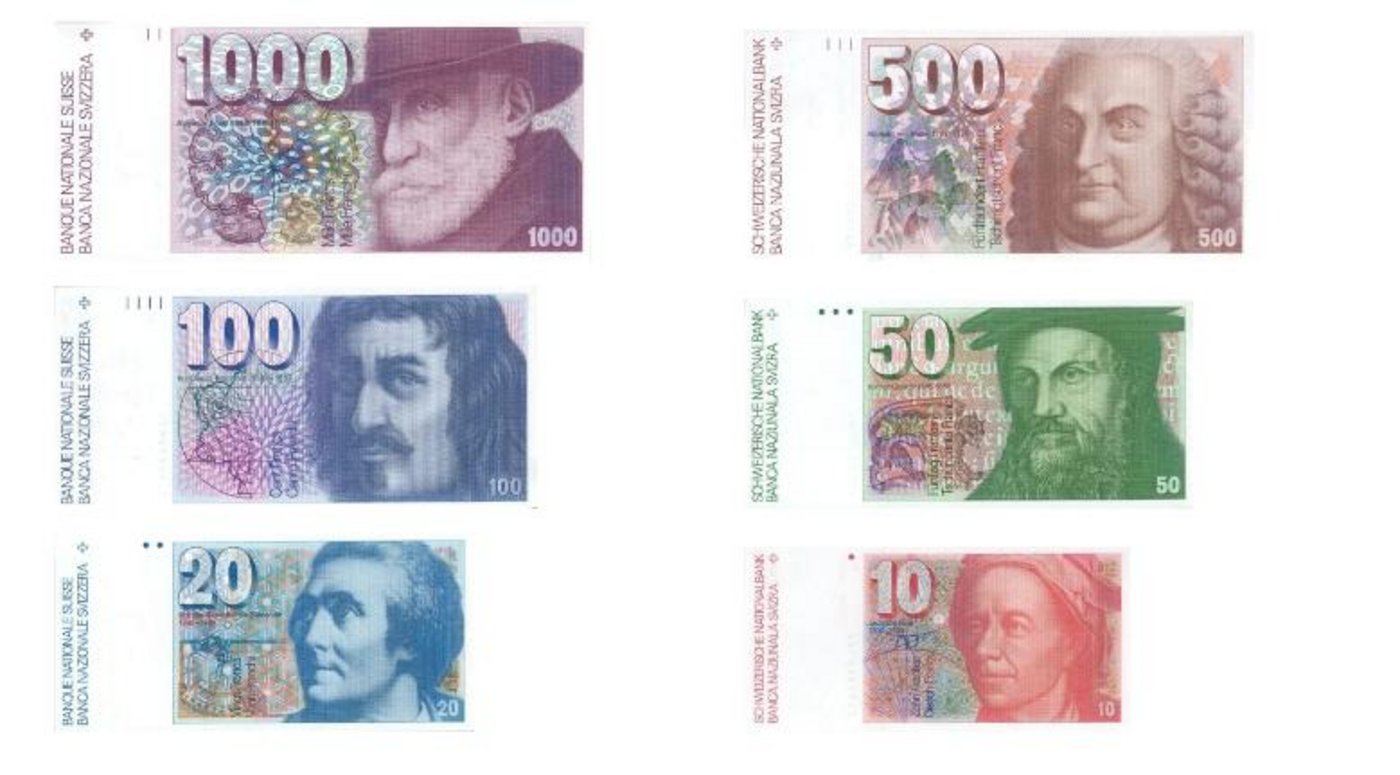 Die Banknotenserie von 1976: Bis 30. April 2020 können sie noch umgetausch werden, danach sind sie wertlos. (Bild Schweizerische Nationalbank)