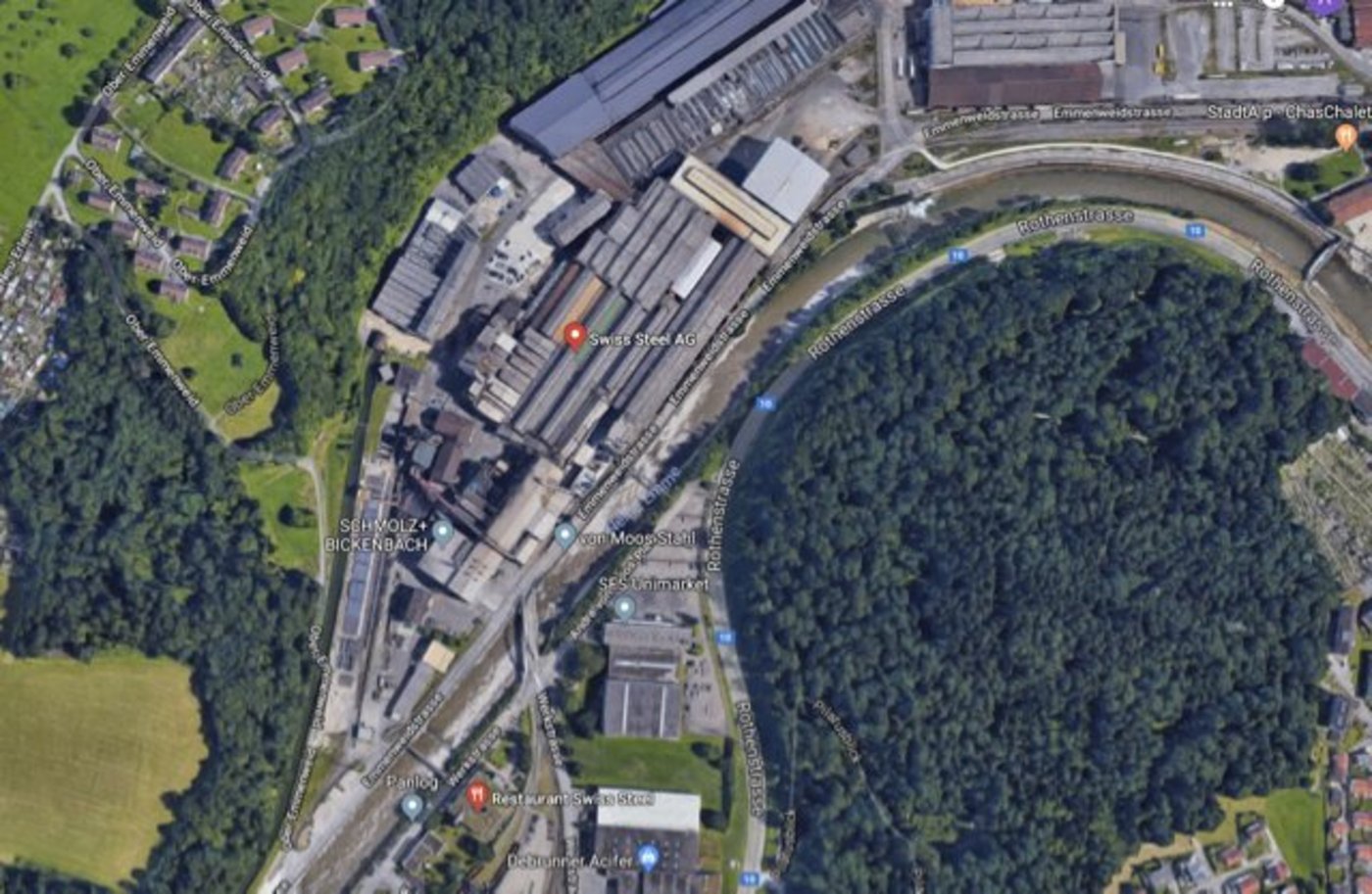 Auf der Höhe der Swiss Steel in Emmenbrücke LU kam es zum Vorfall. (Bild Google Maps)