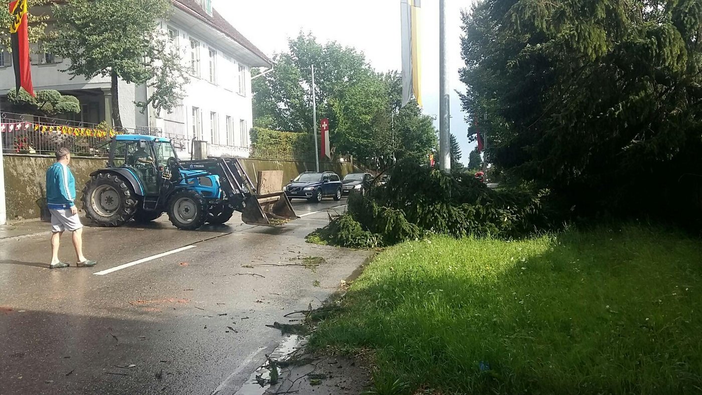 Traktor beginnt Räumungsarbeiten. (Bilder sb)